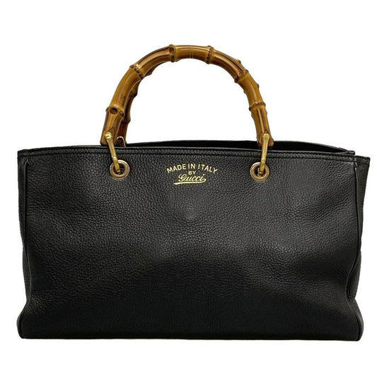 Gucci Bamboo Shopper Tote Bag 323660 Black Leather