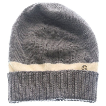 Gucci Double Knit Hat Gray White