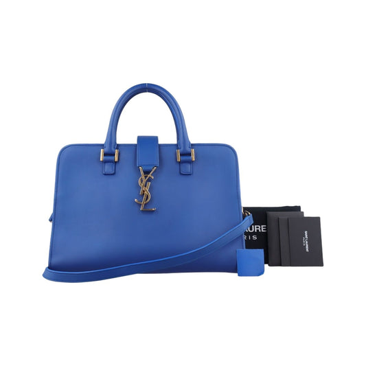 Saint Laurent Yves Baby Cabas Blue Leather Messenger Bag