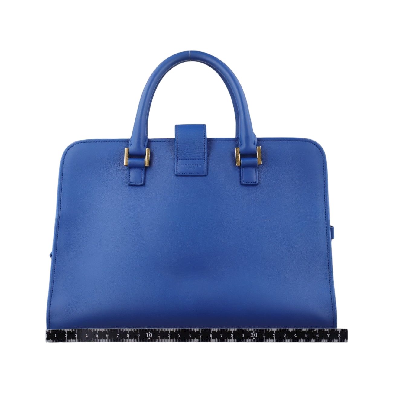 Saint Laurent Yves Baby Cabas Blue Leather Messenger Bag — view 2