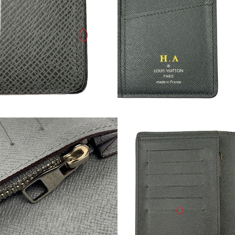 Louis Vuitton Taiga Portefeuille Brazza Folding Long Wallet M32653 Gray