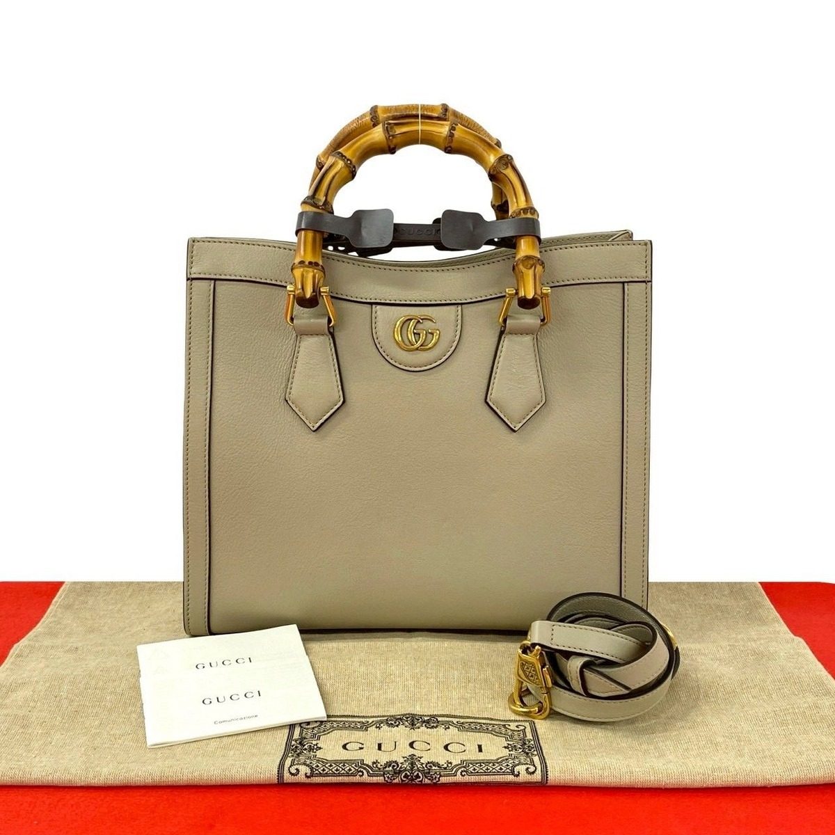 Gucci Diana Small Bamboo GG Logo Leather 2-Way Shoulder Bag Black
