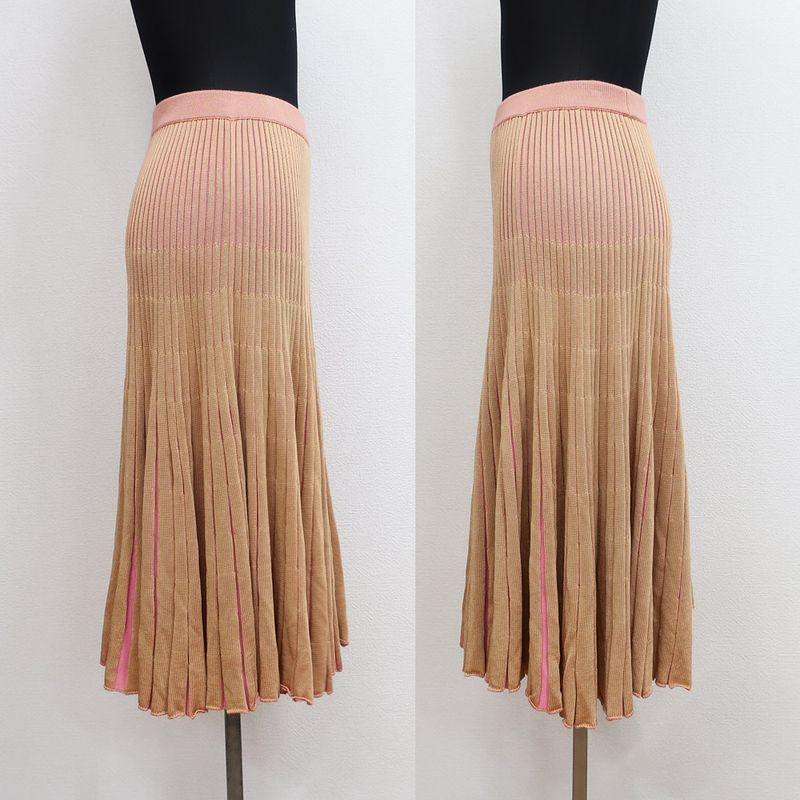 Gucci Skirt Beige X Pink Notation Size S Waist Togo Mug Rayon Cotton