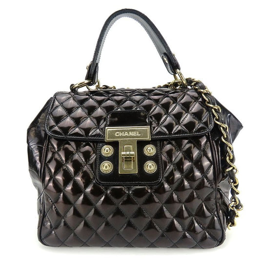 Chanel Handbag Enamel Black Gold Hardware 12 th 2-Way