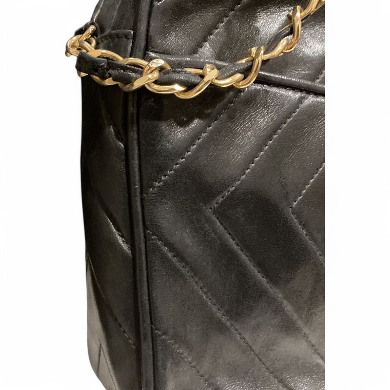 Chanel ⑤ 1981567 Diamond-stitched Lambskin Coco Mark Shoulder Bag Women Black -