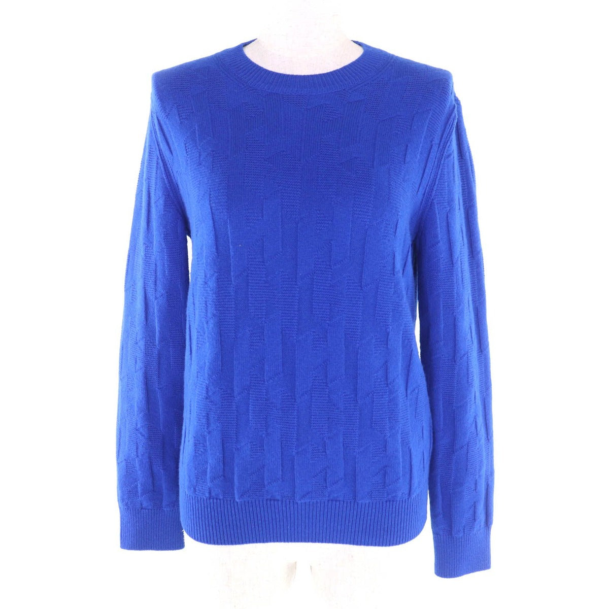 Hermes Wool Motif Crew Neck Long Sleeve Knit Blue 38