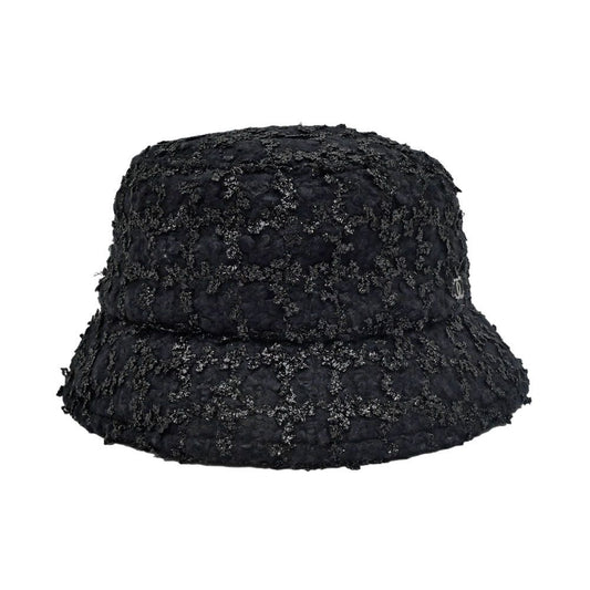 Chanel Bucket Hat M Tweed CC Logo Black