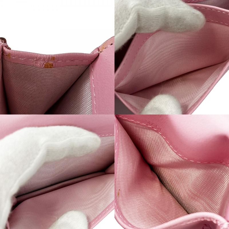 Christian Dior Card Case Cannage Leather Black Pink Business Card Holder Small