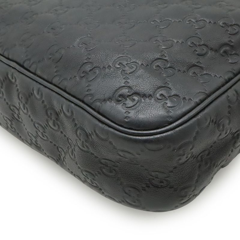 Guccissima Shoulder Bag Crossbody Leather Black Gold Hardware 201448