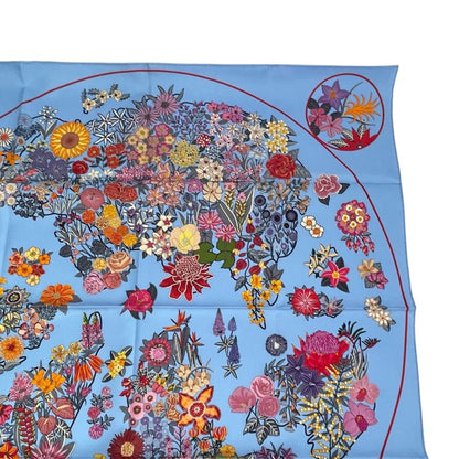 Hermes Scarf 2023 Carre 90 Planifleurs Silk Blue With Box