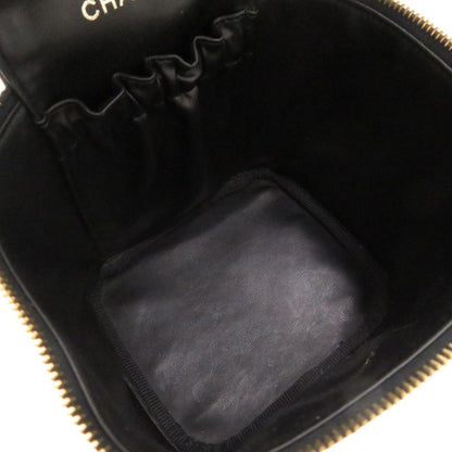 Chanel Caviar Skin Black #4 Coco Mark Vintage Vanity Bag Handbag Vertical Shape