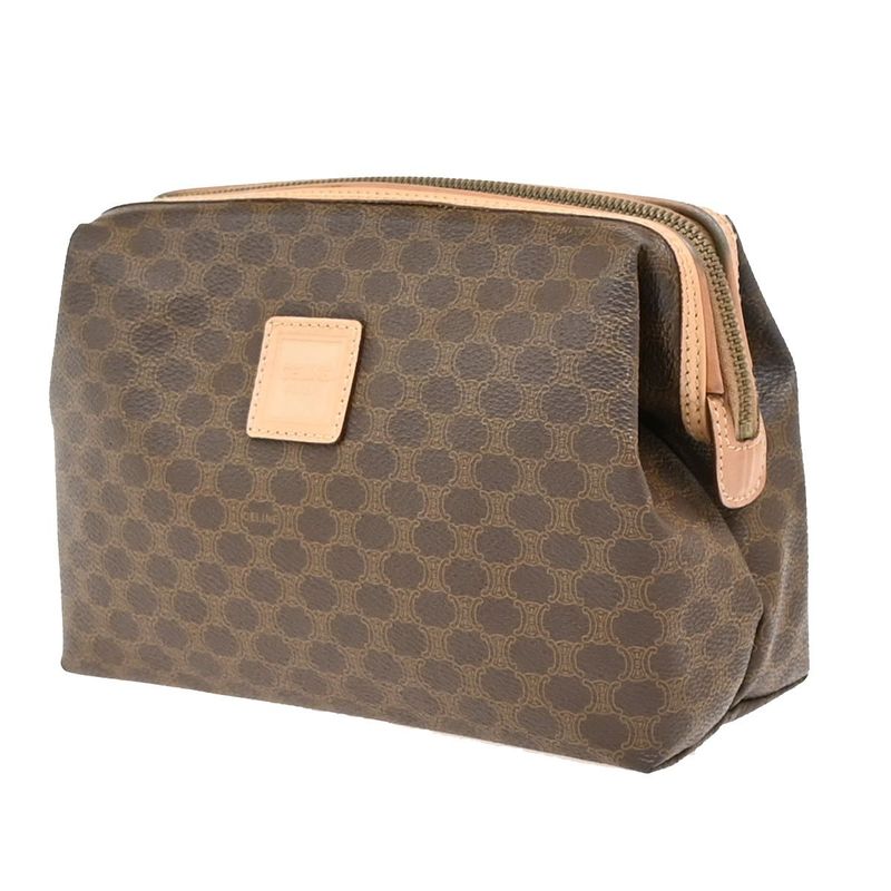 Celine Pouch Macadam PVC Leather Brown 04ka884