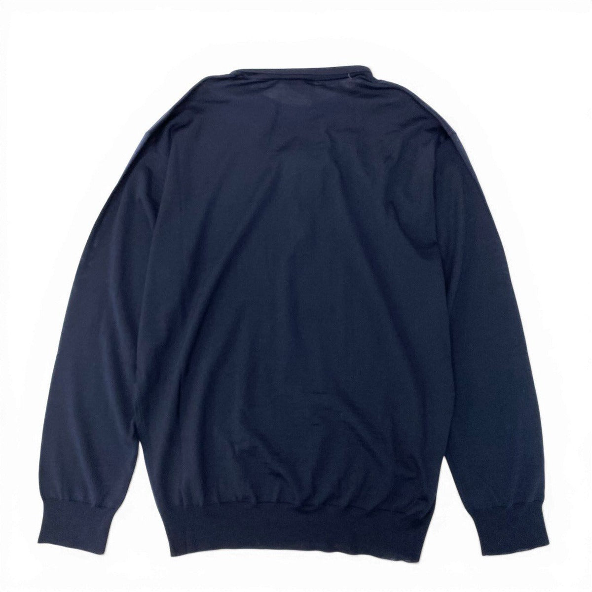 Prada Knit Polo Shirt Long Sleeve Sweater 44 Navy White Wool — view 3