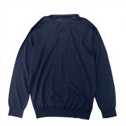 Prada Knit Polo Shirt Long Sleeve Sweater 44 Navy White Wool — view 3