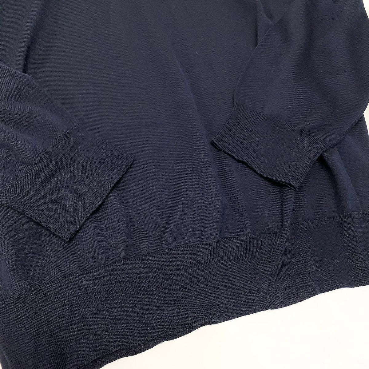 Prada Knit Polo Shirt Long Sleeve Sweater 44 Navy White Wool — view 5