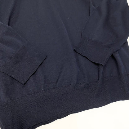 Prada Knit Polo Shirt Long Sleeve Sweater 44 Navy White Wool — view 5