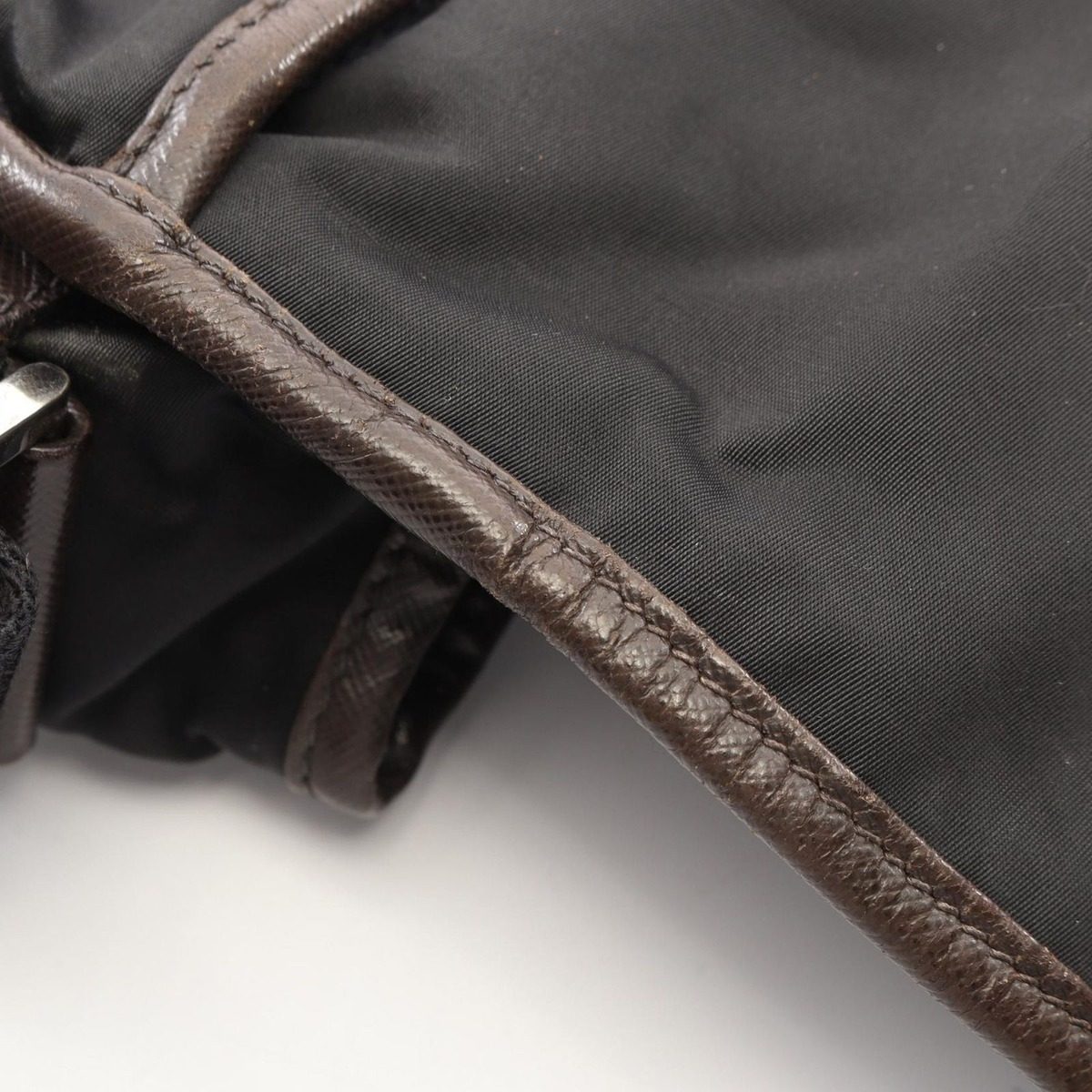 Prada Shoulder Bag Black Canvas Saffiano Leather — view 11