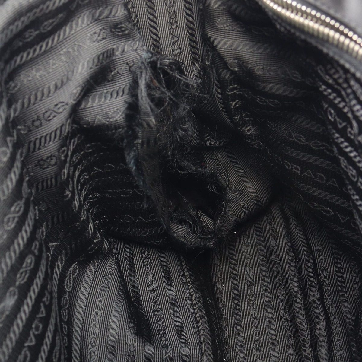 Prada Shoulder Bag Black Canvas Saffiano Leather — view 6