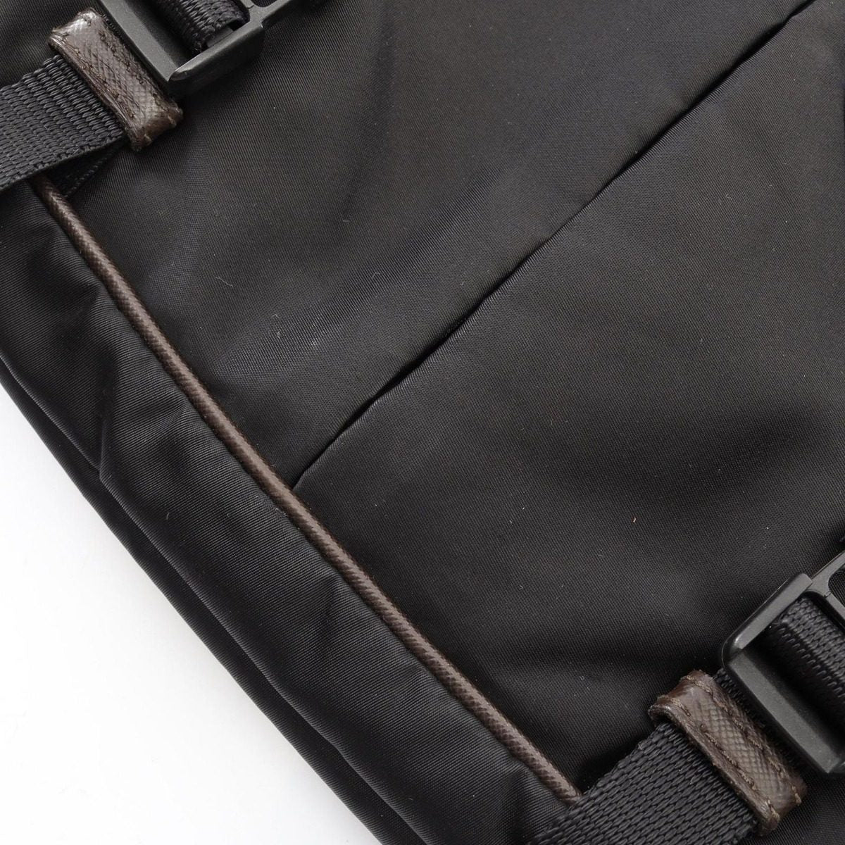 Prada Shoulder Bag Black Canvas Saffiano Leather — view 7