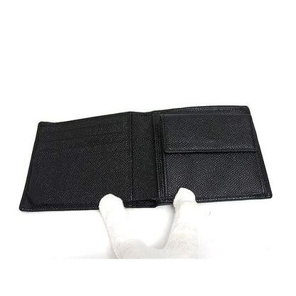 Bvlgari Leather Bifold Wallet Billfold Coin Purse Card Holder Black — view 3