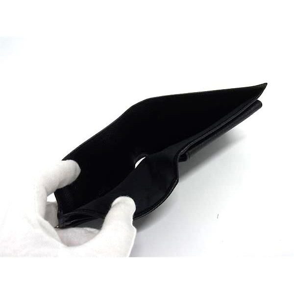 Bvlgari Leather Bifold Wallet Billfold Coin Purse Card Holder Black — view 4