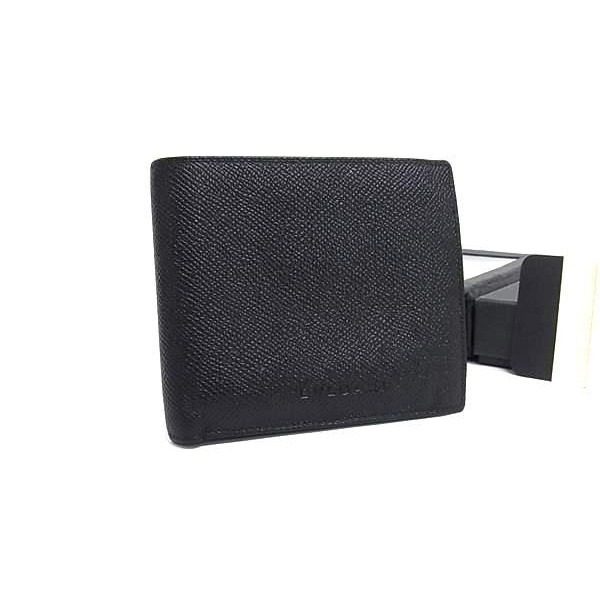 Bvlgari Leather Bifold Wallet Billfold Coin Purse Card Holder Black