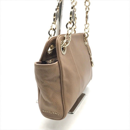 Bvlgari Monet Leather Chain Hand Bag Beige