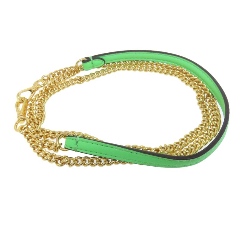 Fendi FF Zucca Pattern 2WAY Handbag Green Calf Women Leather Strap Crossbody