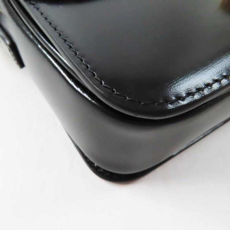 Celine 18842 Teen Triomphe Shiny Calfskin Shoulder Bag Black Gold Hardware