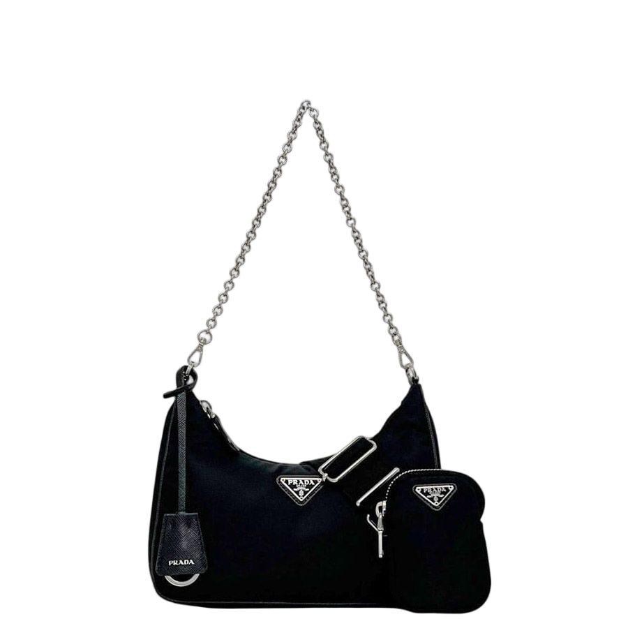 Prada Pouch 2-Way Black Nero Re-Nylon Shoulder Bag Nylon
