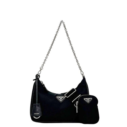 Prada Pouch 2-Way Black Nero Re-Nylon Shoulder Bag Nylon