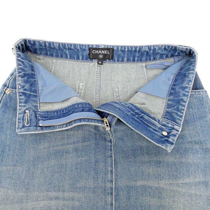 Chanel Denim Skirt P79895 Size 36 Blue Gdhardware Coco Mark Women's