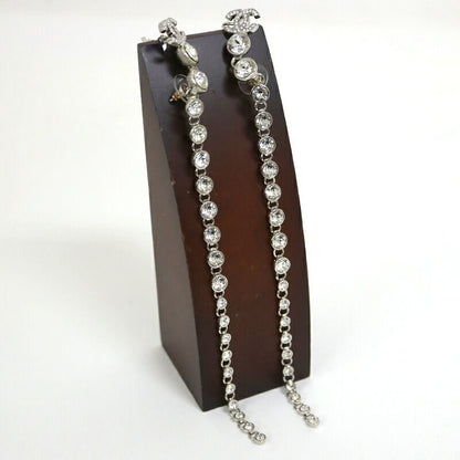 Chanel Earrings Silver Crystal
