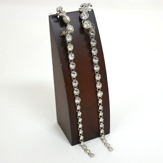 Chanel Earrings Silver Crystal