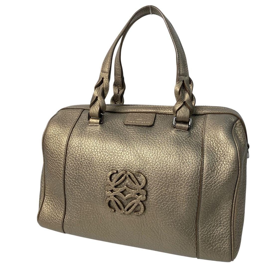 Loewe Justa Boston Bag Anagram Gold