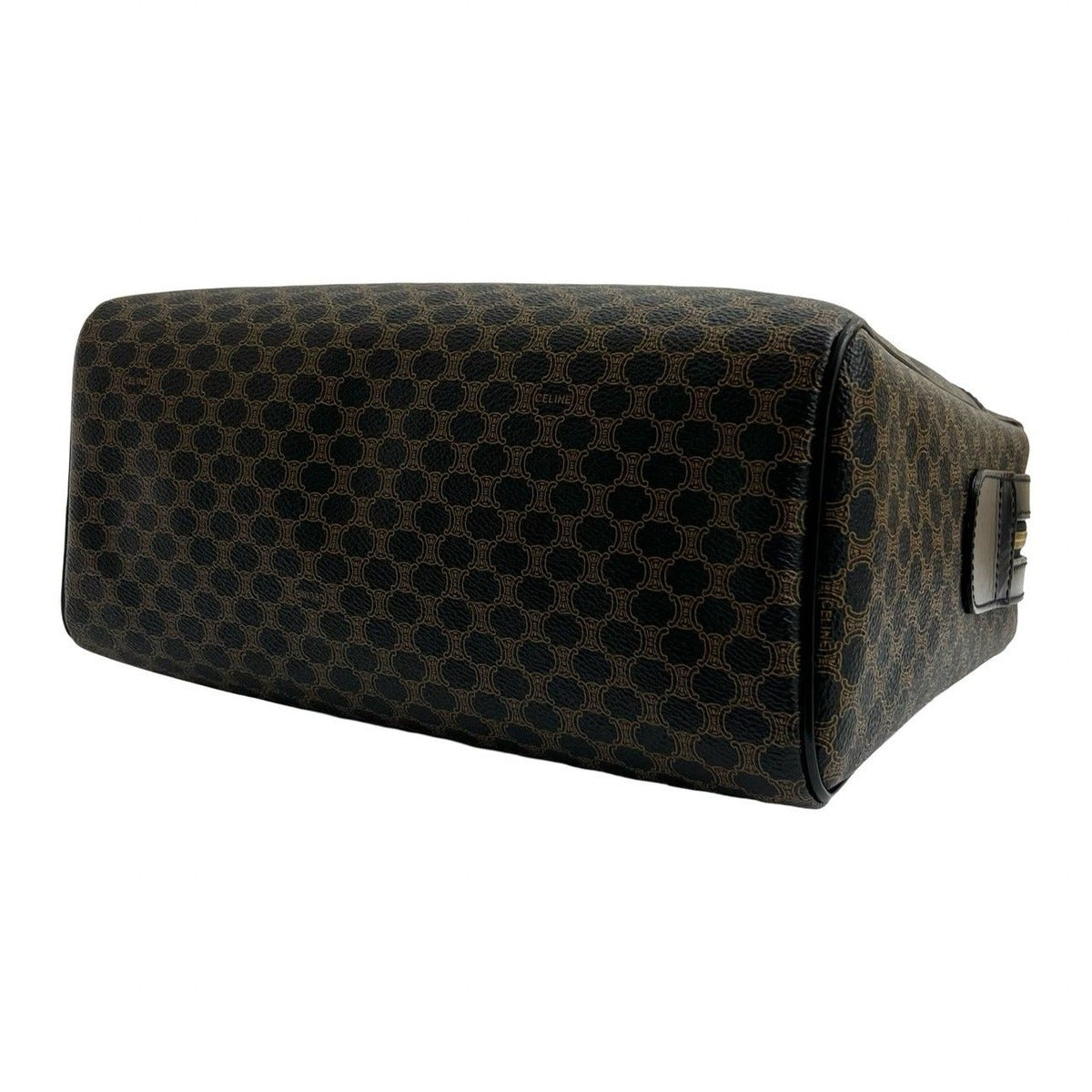Celine Vintage Macadam Pattern Triomphe Logo Leather Handbag — view 8