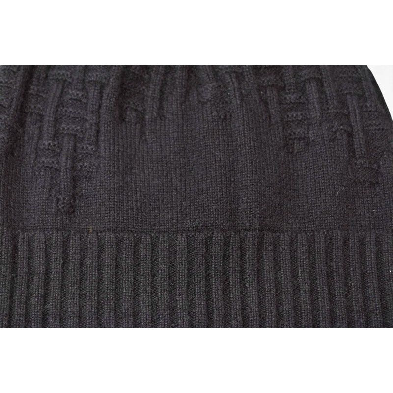 Hermes Knit Cap Beanie Cashmere Black Logo — view 3