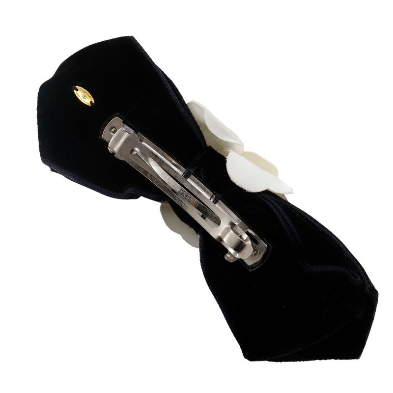 Chanel Camellia Ribbon Velour Black Women's Barrette