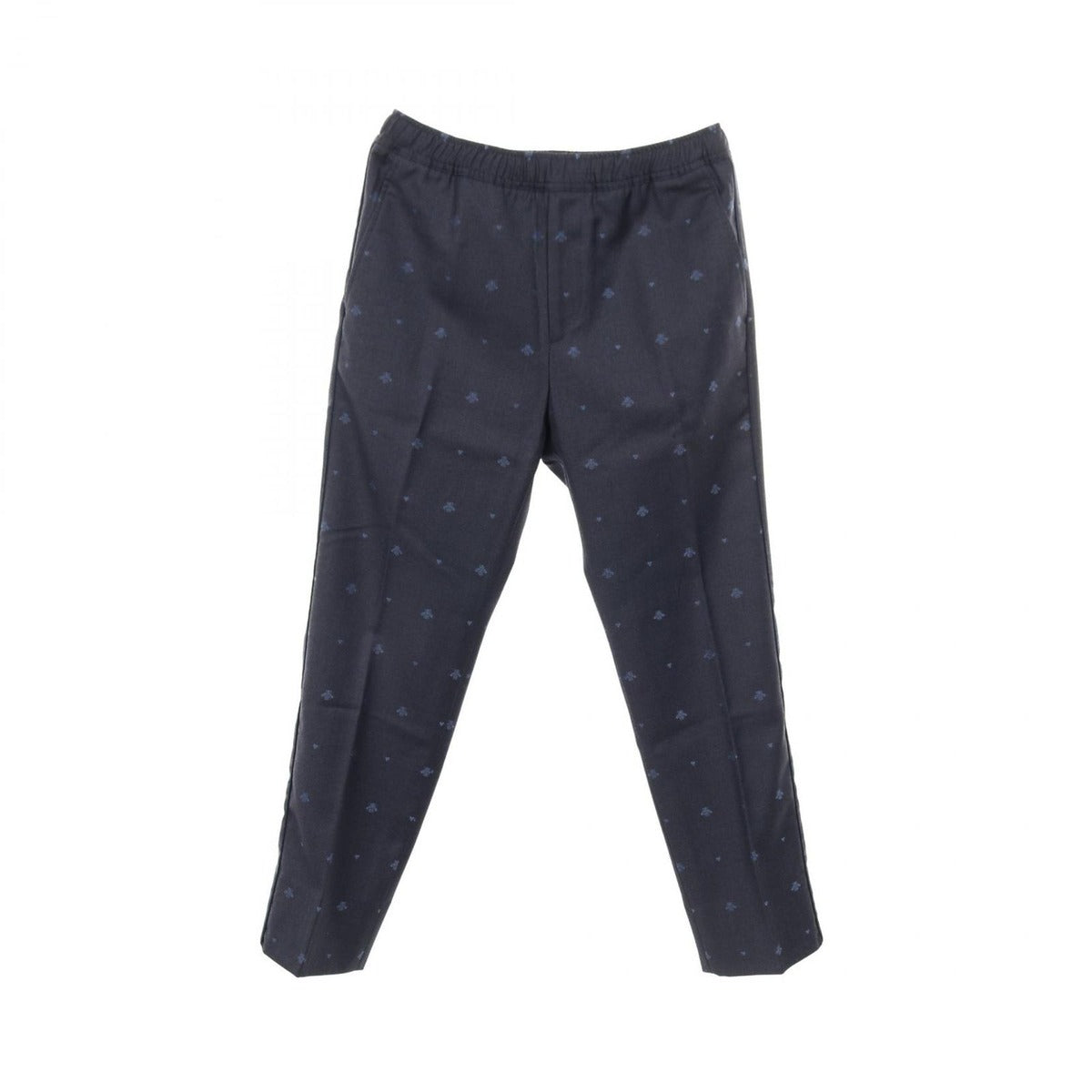 Gucci Pants Bee Embroidery Navy Wool Cotton