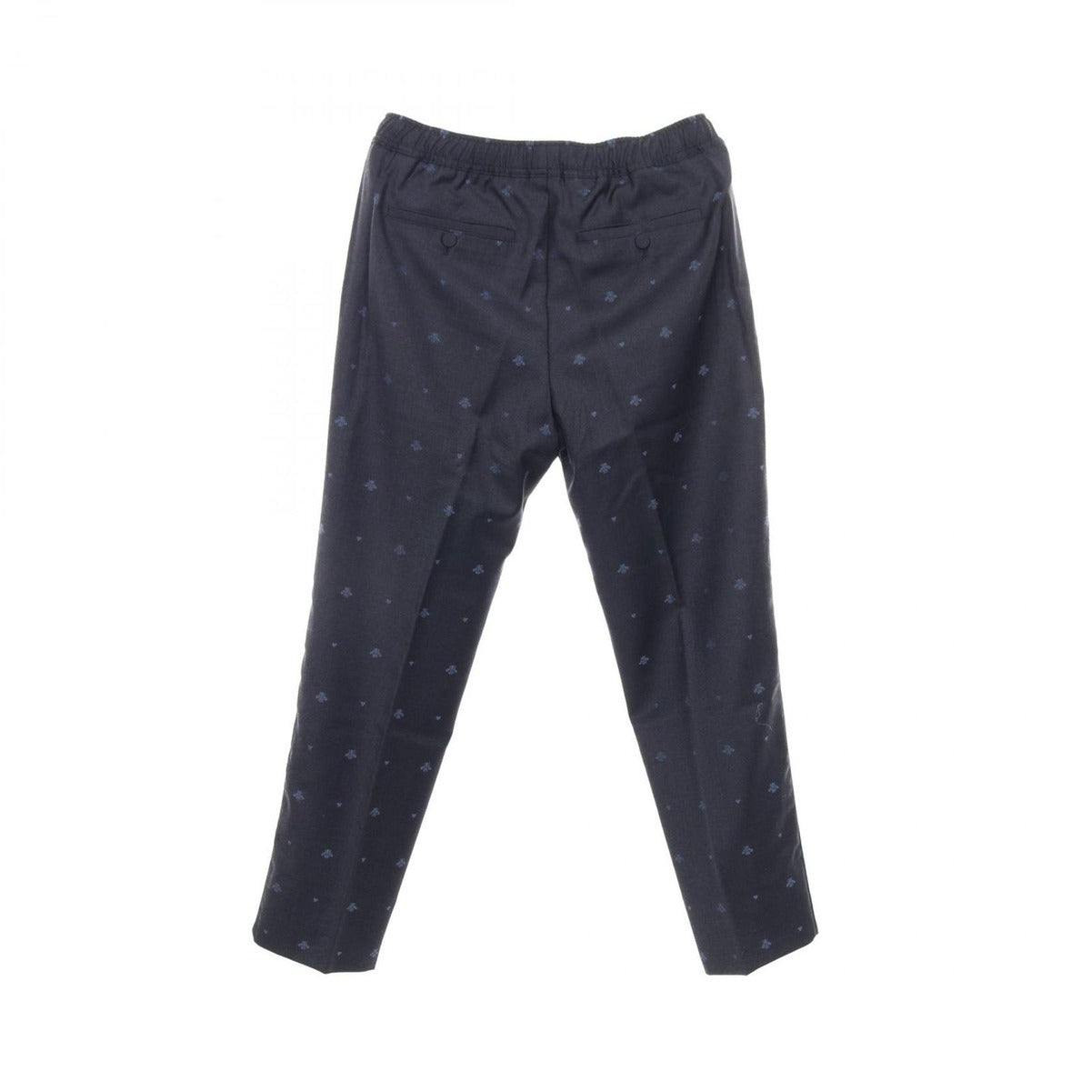 Gucci Pants Bee Embroidery Navy Wool Cotton — view 2