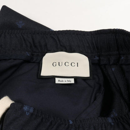 Gucci Pants Bee Embroidery Navy Wool Cotton — view 3