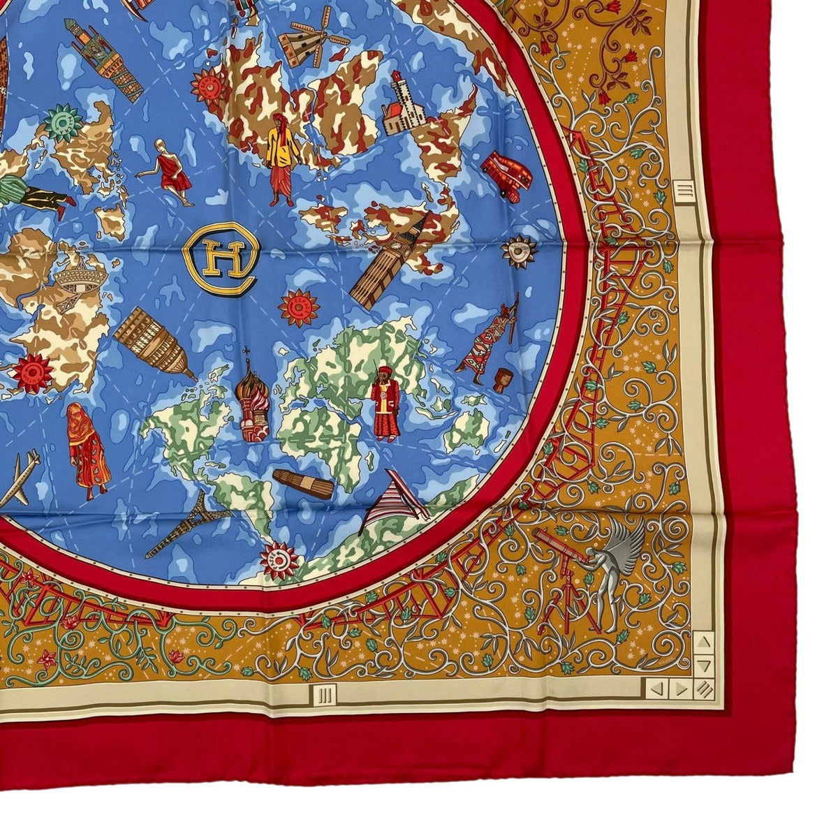 Hermes Scarf Silk Carre 90 Wwwhermescom World Map Red — view 5