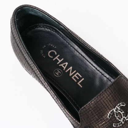 Chanel Loafers Size 36.5c CC Logo Coco Mark Shoes Chain Decoration Made In