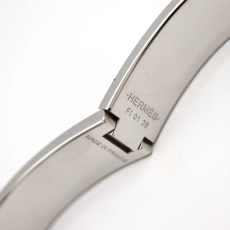 Hermes Click H GM H Logo Bangle Bracelet Silver Color And Black Accessories