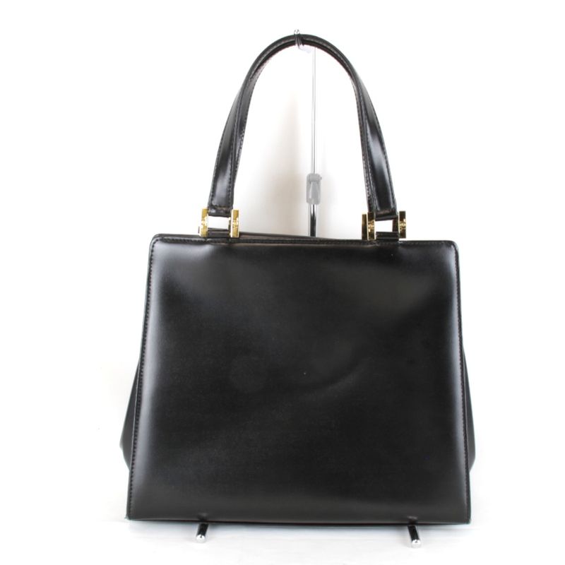 Yves Saint Laurent Vintage Logo Gold Hardware Bag Handbag Leather Black