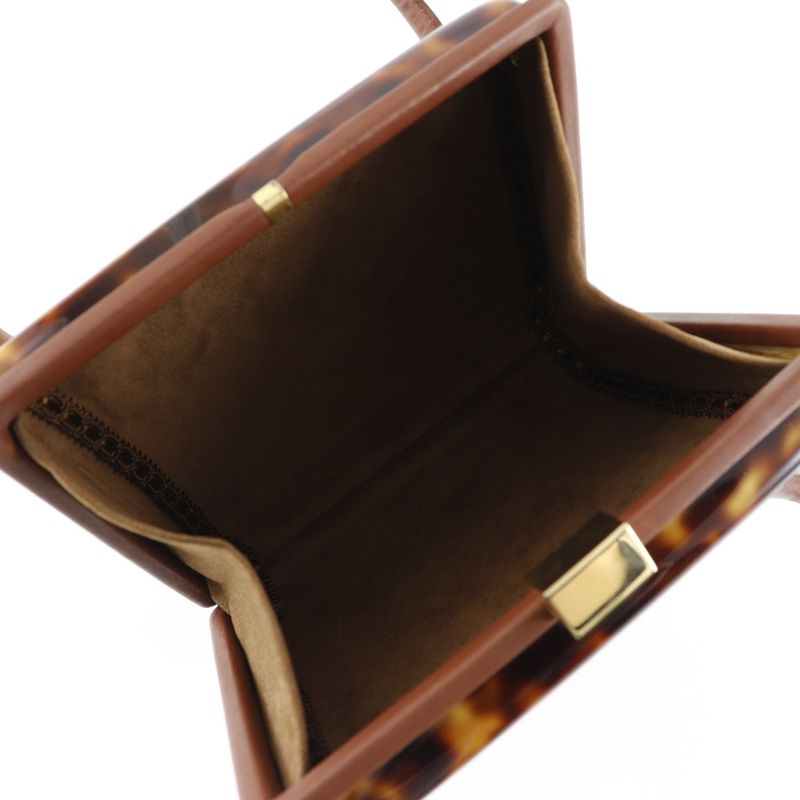 Fendi FF Party Bag Plastic X Leather Brown Ladies Handbag