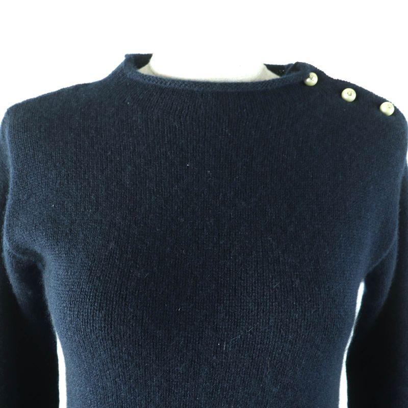 Christian DIOR 354s74am082 100% Cashmere CD Logo Faux Pearl Long Sleeve Knit