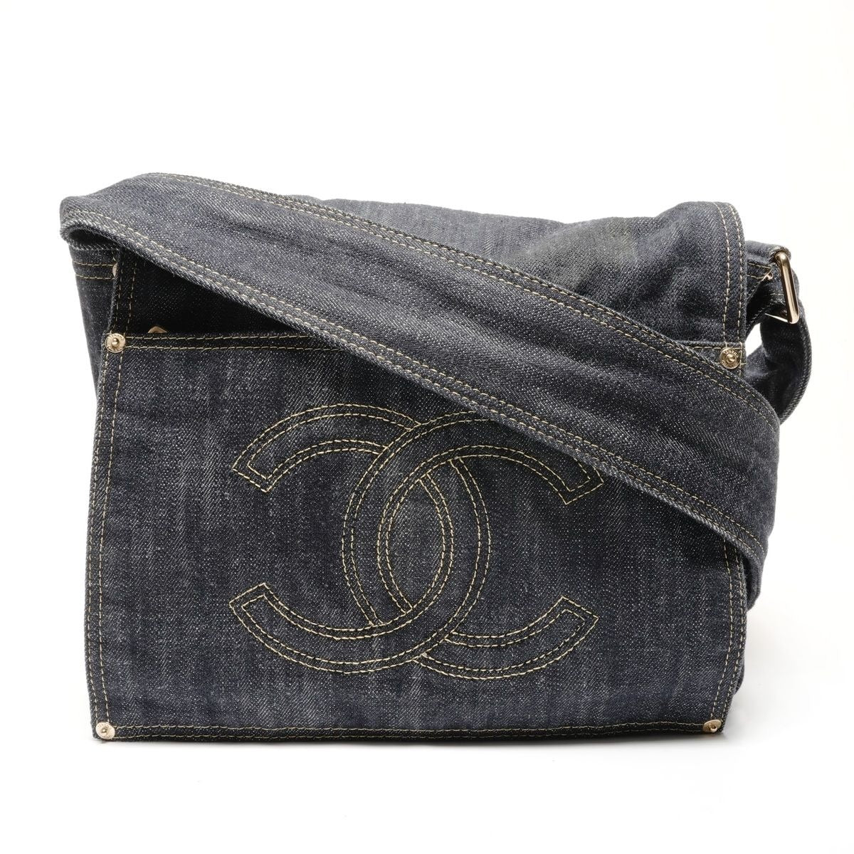 Chanel Shoulder Bag CC Logo Spark Ring Denim