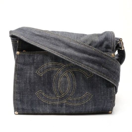 Chanel Shoulder Bag CC Logo Spark Ring Denim