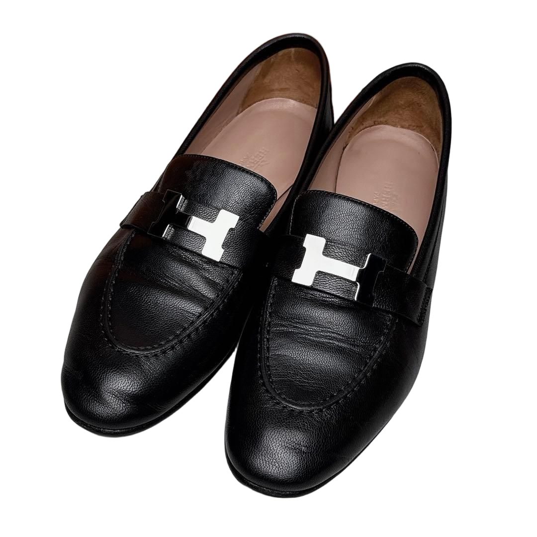 Hermes Mokarin Paris Black Loafers